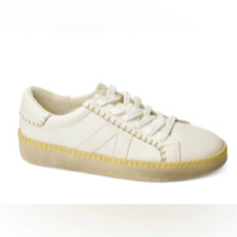 Corkys Hey Girl! Friend Zone Sneakers Cream Vegan with Yellow Stitch - NWT